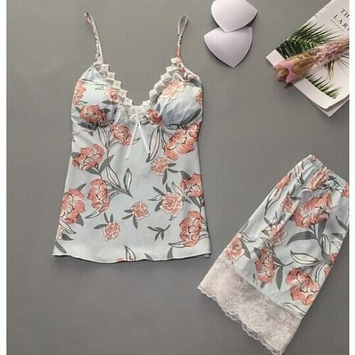 Women Satin Lace Sleepwear Babydoll Lingerie Nightwear Shorts Pjs Pyjamas Set