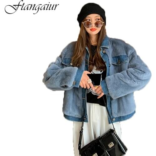 Ftangaiur 2021 New Winter Import Purple standard Velvet Mink Fur Coat Women Turn-Down Collar Short Natural Real Mink Fur Coats