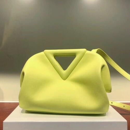 Women Brand Handbag Inverted Triangle Handle Hand Pouch Leather Crossbody Bags For Women Clutches Purse Lady Shoulder Bag