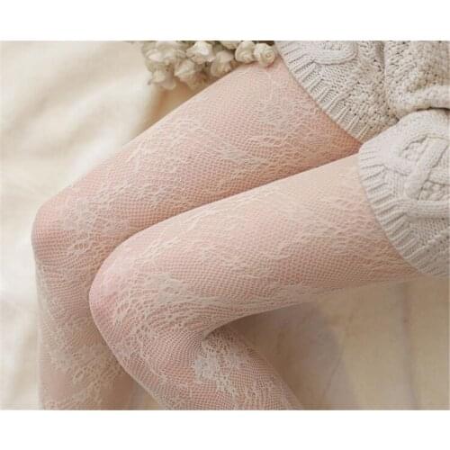 Women Lady Sexy Lace Long Stockings Pantyhose Hollow Tights Black white Hosiery Mesh Fishnet Stockings B695