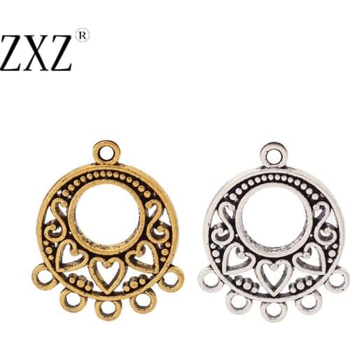 ZXZ 20pcs Tibetan Silver/Gold Tone Chandelier Earring Multi Strand Connector Charms Pendants Jewelry Findings 24x20mm