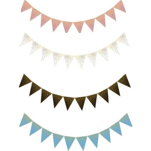 10pcs Flags 18cm Pink Gold Garlands Birthday Bunting Banners Pennant Baby Shower Wedding Garland Flags Party Decoration Supplies