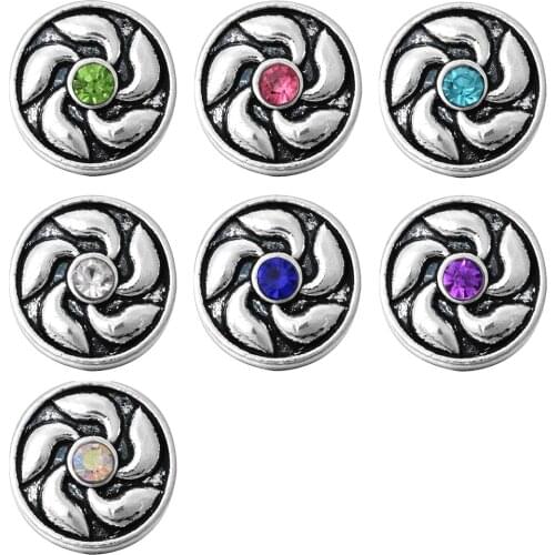 10pcs/lot New Snap Button Jewelry Charms Rotate Flower 12mm Snap Buttons Fit Snap Bracelet for Women Snaps Buttons Jewelry