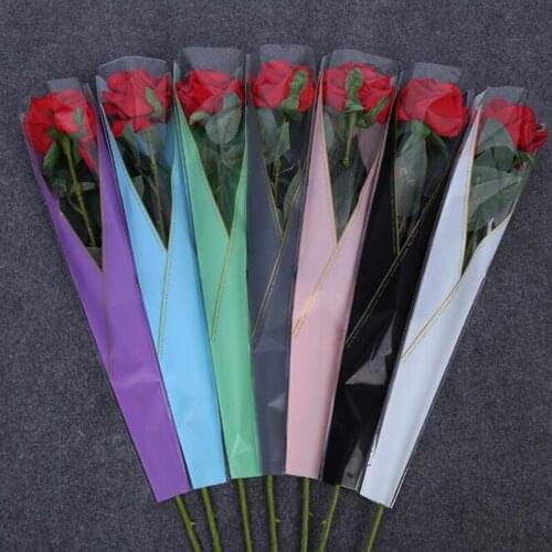 100pcs Single Rose Flower Bag Plastic Opp Bag Floral Packaging Materials Accessory Transparency Bag Bouquet Wrapping Paper