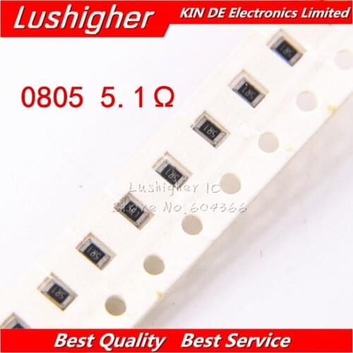 100PCS 0805 SMD Resistor 5% 5.1ohm 5R1 5R10