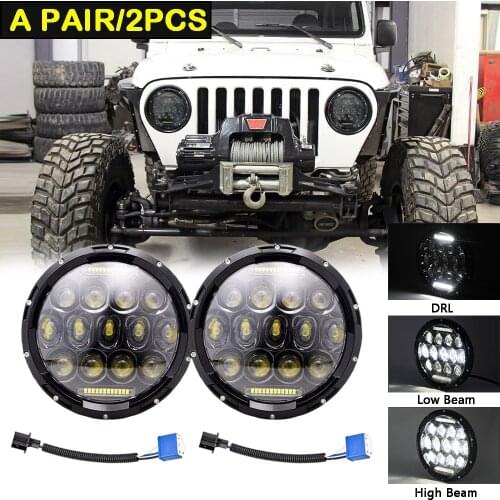2PCS 7inch LED Headlights Hi-Lo For JEEP TJ JK Chevy Chevette G10 G20 G30 Ford Mustang International Harvester 4200 4300 4400