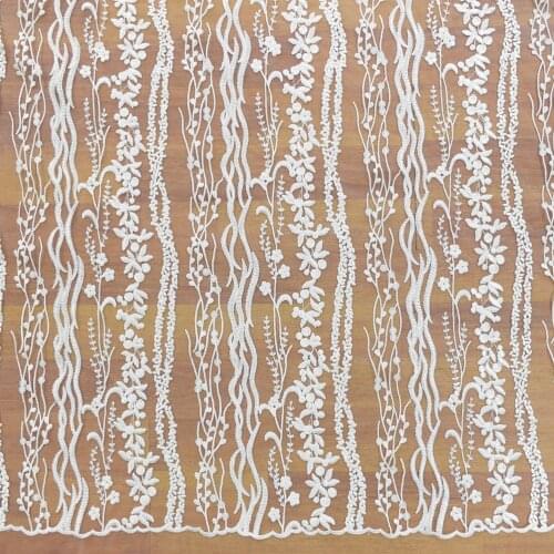 2021 Elegant White Bridal Lace african Embroidery Lace Fabrics HY1358