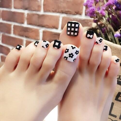 24 Pcs Press On Toenailsbeauty Toe Nails Tips Toe Feet False Full Nail Tips Manicure Kits False Toenails