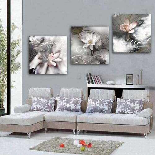 3D Diamond embroidery painting lotus flowers diy diamond mosaic full square diamond painting for restaurant kitchen 3pcs set