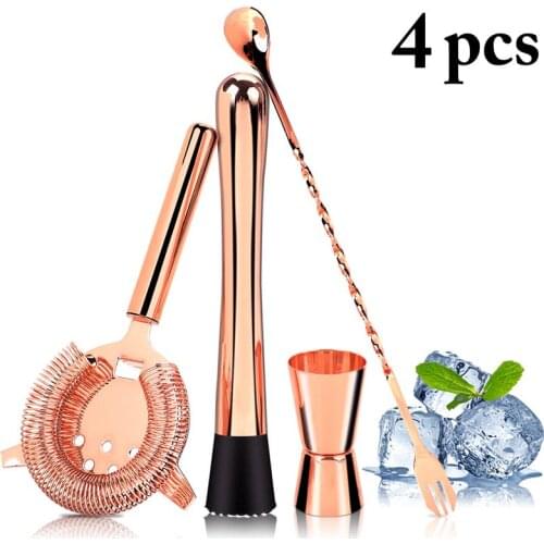 4pcs Cocktail Tool Set Stainless Steel Cocktail Shaker Mixer Drink Bartender Browser Kit Bars Set Tools Bartender Kit