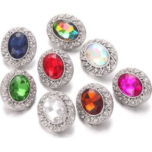 6pcs/lot New Snap Jewelry High Quality Rhinestone 18mm Snap Buttons for Snap Button Jewellery for Snaps Bracelet Bangles