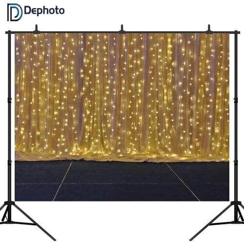 DePhoto Shiny Stage Photography Backdrop a string of festive lights wedding template background for photo studio Custom