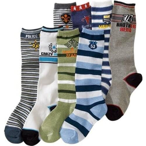 Kids boy school football tight stripe stockings cartoon cotton childrens stockings