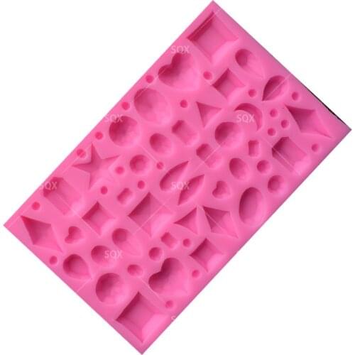 Gemstone Jewelry Shaped Silicone Fondant Mould Cake Decorating Baking Tools Kitchen Accessories SQ15247