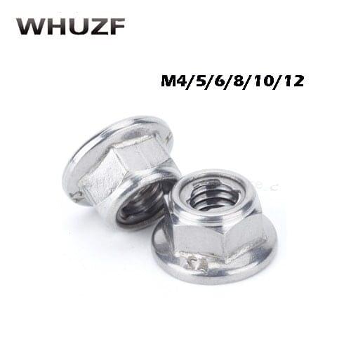 GB6184 M3 M4 M5 M6 M8 M10 304 Stainless Steel Flange locking Nut Lock locking Metal Self locking Nuts Locknut anti looser SUS304