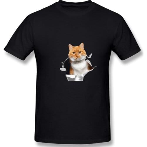 Nerd Mens Basic Short Sleeve T-Shirt Tearing The Cat In The Hole Jeans Tees Tops EUR Size