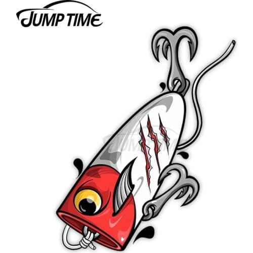 JumpTime 13 x 6.9cm Fishing Lure Decal Trunk Waterproof Scratch-Proof Car Stickers Camper Creative Vinyl Car Wrap