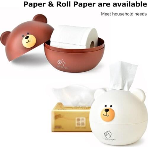 Tissue Box Cute Nordic Bear Roll Paper Storage Box Round Shaped Tissue Box Container Dispenser Towel Napkin Tissue Holder