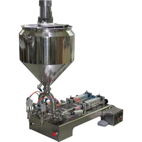 Double Head Heating and Mixing Filling Machine Semi-automatic Piston Filler for Paste Material Pneumatic Bottling Equipment
