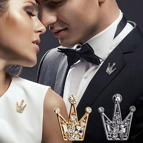 Fashion Rhinestones Brooch Crystal Mini Little Crown Men And Women Korean Version Of Retro Suit Metal Pins Collar Accessories