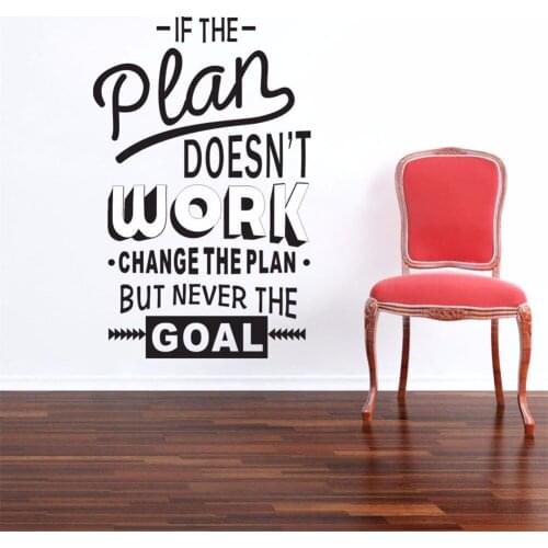Motivational Vinyl Wall Sticker Quote If The Plan Doesn't Work Change The Plan But Never The Goal Proverb home decal room decor