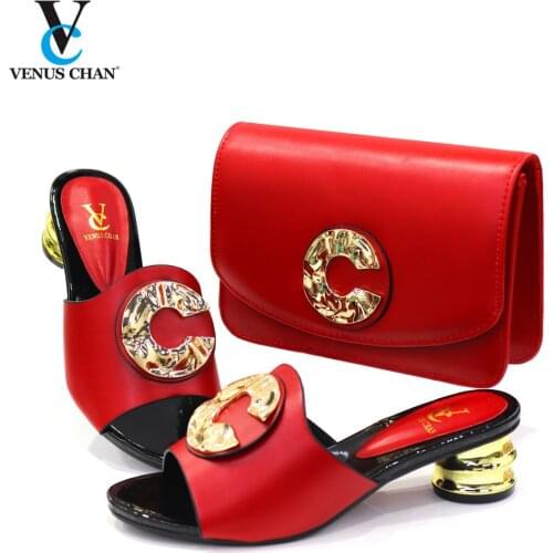 2021 Christamas New Arrials African Ladies Shoes and Bag to Match in Red with Shinning Crystal High Quality for Party