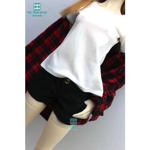 Doll clothes fashion red plaid shirt, T-shirt for 57-60cm 1/3 BJD DD SD doll accessories