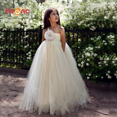 Keenomommy Ivory Flower Girls Tutu Dress Baby Kids Birthday Party Wedding Costume Girl Bridesmaid Photo Dress TS121