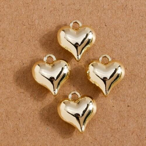 8pcs 11*13mm Alloy Charms Gold Color Love Hearts Charms Pendants for Making Necklaces Earrings Bracelets DIY Jewelry Findings