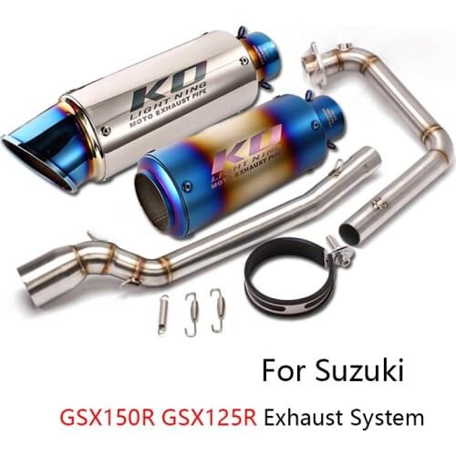 Complete Exhaust System for Suzuki GSX150R GSX125R Motorcycle Header Mid Link Pipe Slip On 51mm Mufflers No DB Killer Escape
