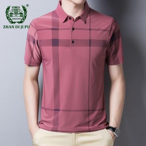 Korean Style Stripe Loose Polo Shirt Men Summer Thin Breathable Short Sleeve Shirts Male Casual Lapel Streetwear Mens Plaid Tops
