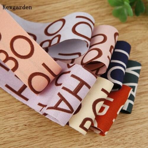 Kewgarden DIY Hairbow Accessories Handmade Tape Webbing 1" 1-1/2" 15 10 25 38mm Print ABC Letter Polyester Cotton Ribbon 10 Yard