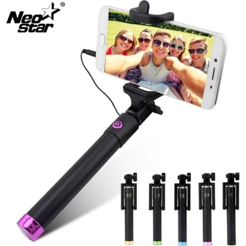 Foldable Extendable Monopod Wired Shutter Selfie Stick Extendable Monopod Foldable For Mobile Phone For Samsung iPhone Xiaomi