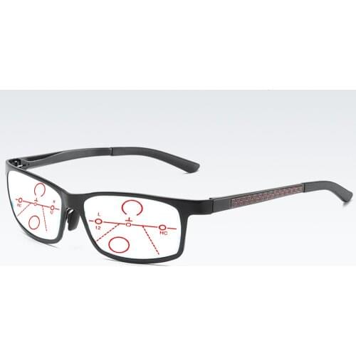 Al-mg Alloy Carbon Fiber Ultralight Progressive Multifocal Reading Glasses +0.75 +1 +1.25 +1.5 +1.75 +2 +2.25 +2.5 +2.75 To +4
