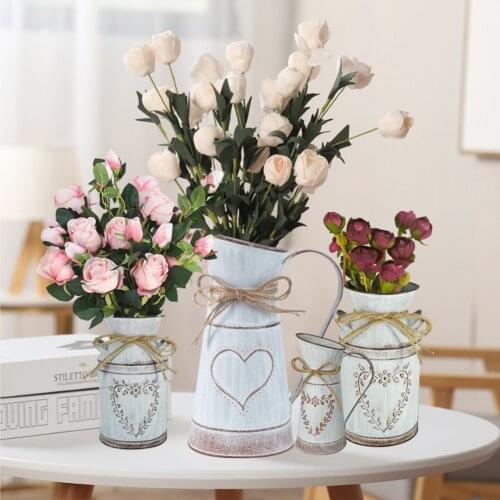 Vintage Desktop Flower Vase Home Garden Style Shabby Chic Dried Flower Container Home Plants Flowers Branch Potted