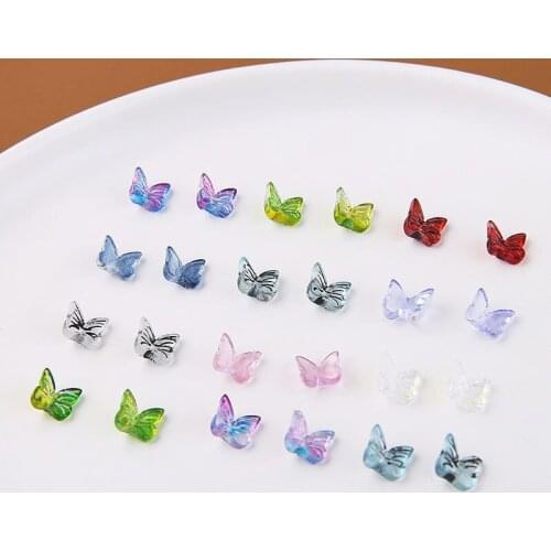 Vintage Gold Foil Mini Magic Crystal Glass Butterfly DIY Handmade Ornament Ear Stud Hairpin Hair Accessories Material 10pcs