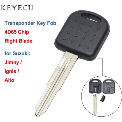 Keyecu Replacement Transponder Key Fob With Chip 4D65 for Suzuki Alto Ignis Jimny Uncut Blank Right Blade