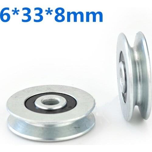 1PC 6*33*8mm V Groove Mental 265 Bearing Round Pulley Steel Wire Over Line Lifting Wheel Guide Wheel Mechanical Rolling Wheel