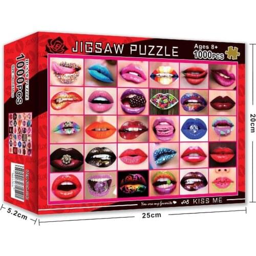 1000pcs Jigsaws Multicolored sexy lips Scenery Photo for Family Game Children Adult Relief Stress Toy Hotel Room Decoration