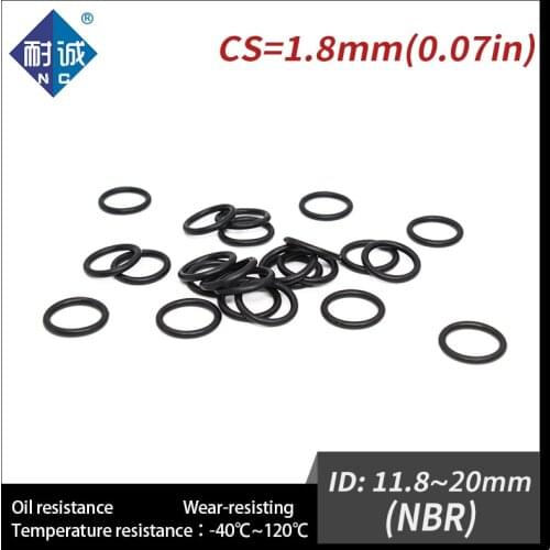 20PCS/lot Rubber Black NBR CS1.8mm ID11.8/12.5/13.2/14/15/16/17/18/19/20mm O Ring Gasket Oil resistant waterproof