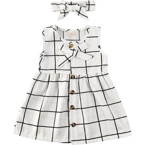 2020 New Girls Clothing Summer Girl Dress Children Kids Plaid Dress Sleeveless Girls Kids Vest dress Children Clothes 1-4Y