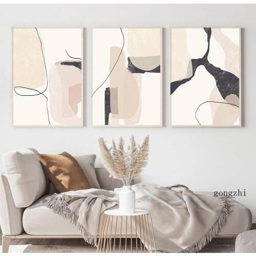 Abstract Geometric Beige Marble Pattern Poster Minimalist Canvas Paintings and Prints Wall Art Pictures Living Room Home Decor