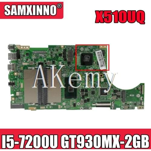 Akemy X510UQ Laptop motherboard for ASUS X510UR X510URO X510UNR X510U S5100UR S5100U original mainboard I5-7200U GT930MX-2GB