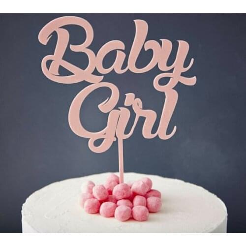 Acrylic Rose Gold " Baby Girl " Cake Topper Girl Baby Birthday Cake Toppers for Cake Decorating Baby Shower