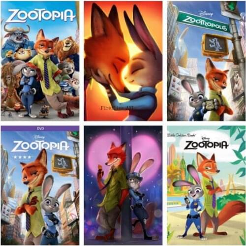 Diy 5d Disney Cartoon Crazy Zoo Diamond Painting Judy Nick Diamond Embroidery Full Cross Stitch Kits Mosaic Picture Home Decor
