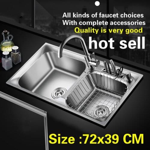 Free shipping Standard Kitchen sink big double groove 304 stainless steell 72x39 CM