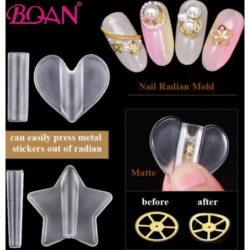 BQAN Nail Art Radian Rivet Embossed Mold Tool Professional Metal Frame Bending Acrylic Manicure Tools Star Heart Shape