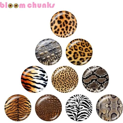 Cow leopard tiger snake pattern 12mm/18mm/20mm/25mm Round glass cabochon jewelry flat back Making findings A4360