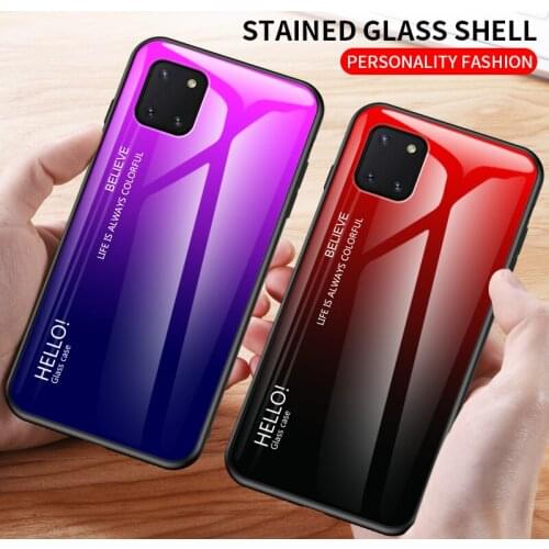 For Samsung Galaxy A01 A21 A51 A71 Case Fashion Hard Tempered Glass Luxury Gradient Protect Back Cover case For samsung a81 a91