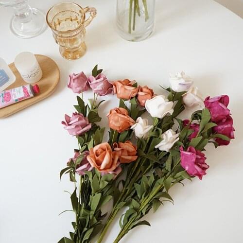 Cutelife Retro Red Silk Rose Artificial Flowers Wedding Garden Home Decoration Flower Romantic Valentines Day Gift Fake Flowers